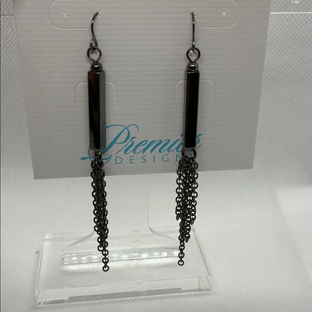 3For$20 Black Gunmetal Tassel Drop Earrings